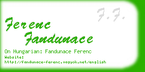 ferenc fandunace business card